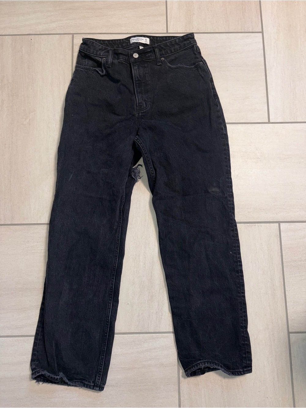 Abercrombie & Fitch Charcoal High-Rise Straight Jeans